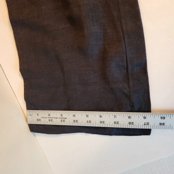 Veronica Beard Womens Ankle Pants Size 8 Black Wide Leg Linen Blend Minimalist - Picture 11 of 15